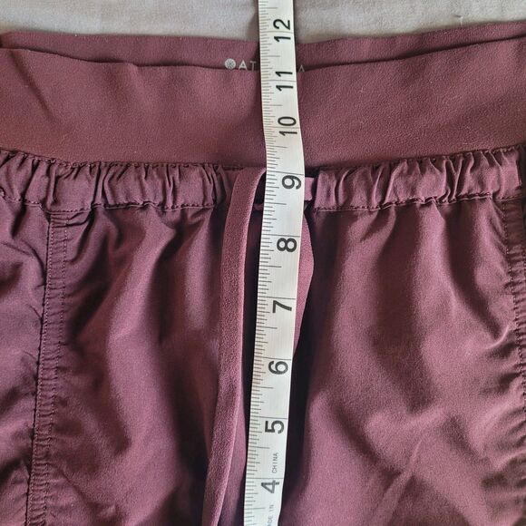 Athleta Attitude Lined Pant Womens Size 8 Burgundy Ruched Jogger Activewear - Picture 6 of 9